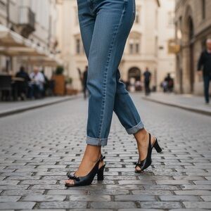 New Array Black Slingback Comfy Heels 9